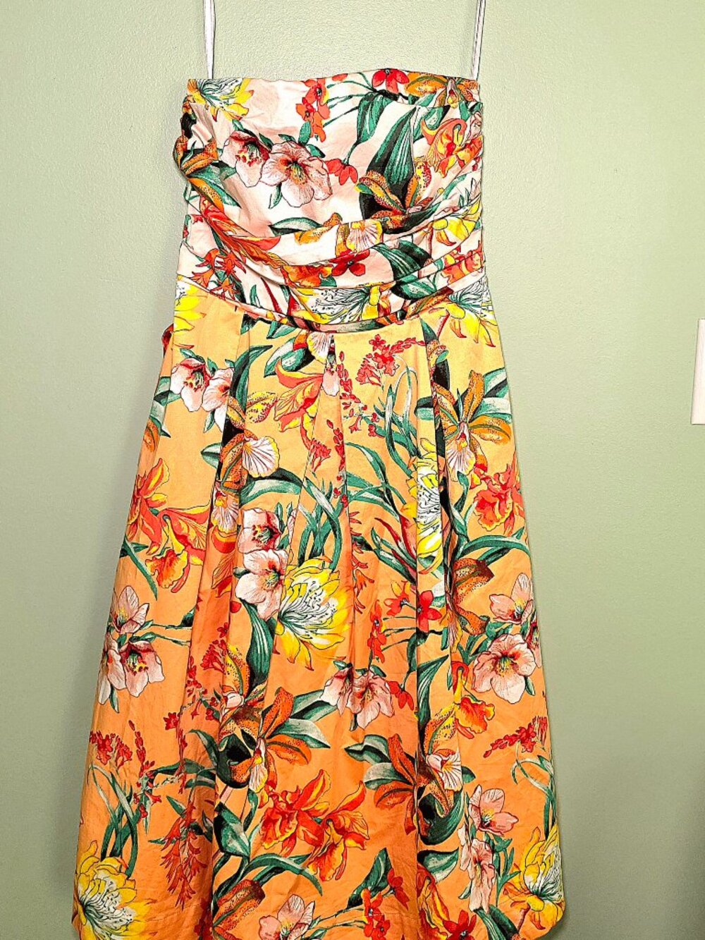 White House Black Market Tropical Strapless dress